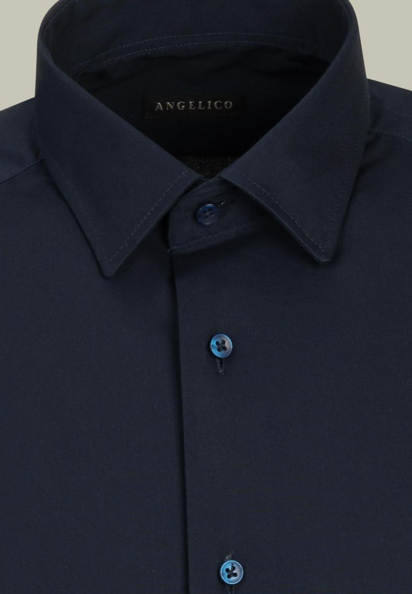 Camicia blu elasticizzata italiano regular fit-Angelico