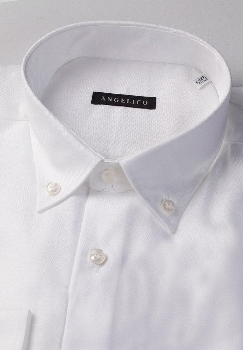 Camicia bianca oxford BD con Taschino regular fit-Angelico