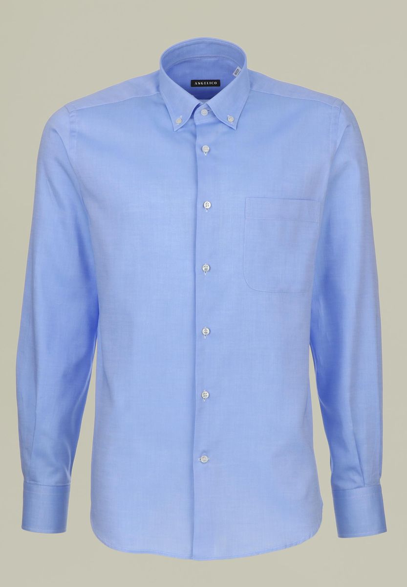 Camicia azzurra oxford BD con Taschino regular fit-Angelico
