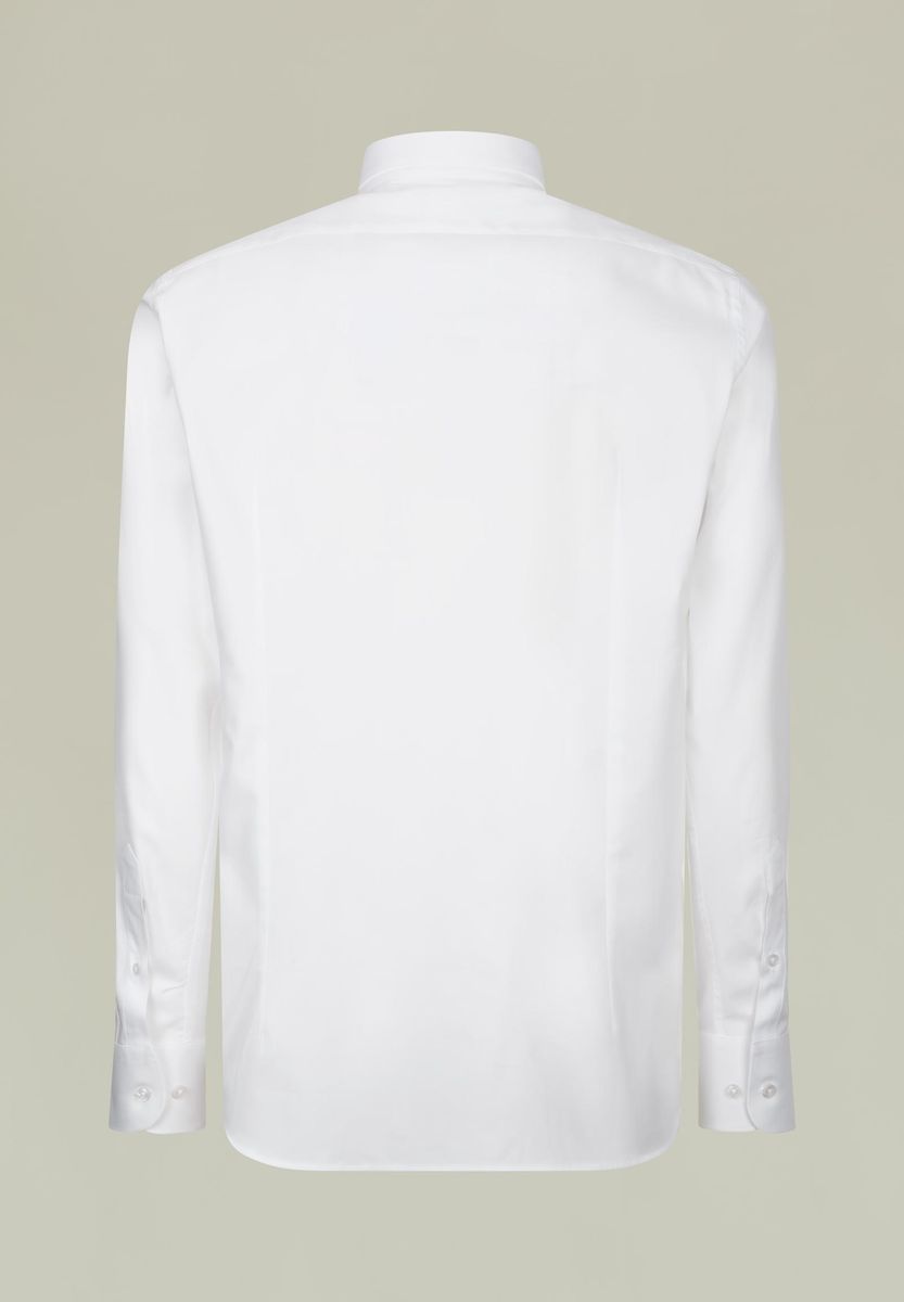 Camicia bianca twill collo italiano slim-Angelico