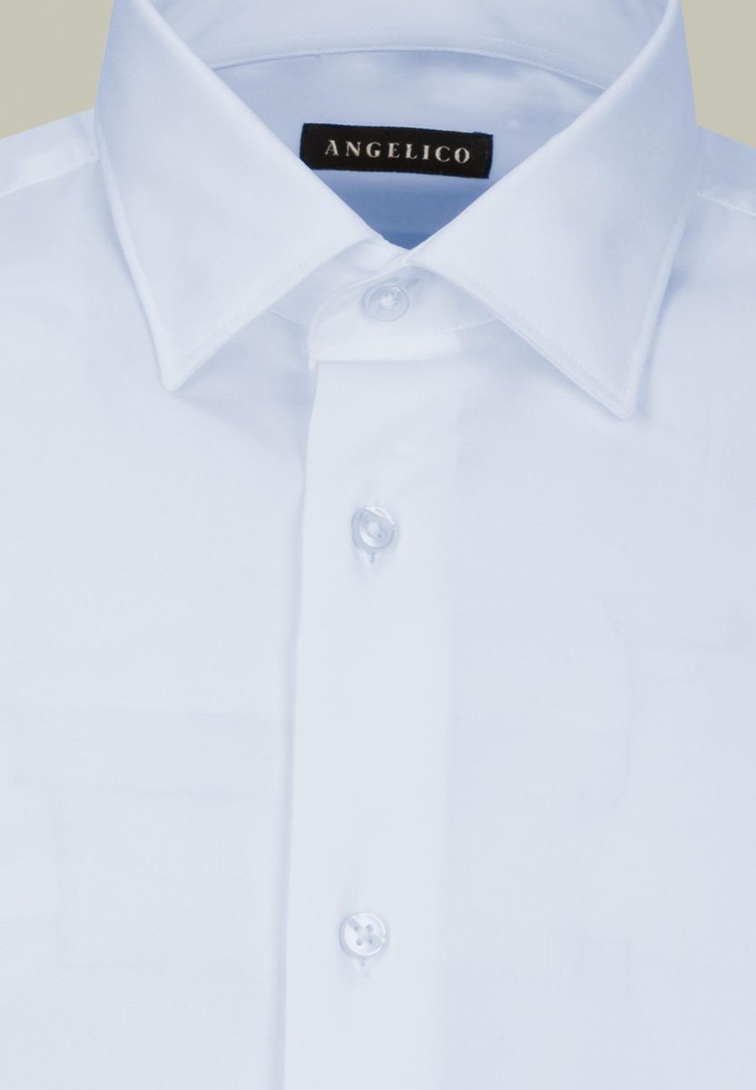 Camicia azzurra twill collo italiano slim-Angelico
