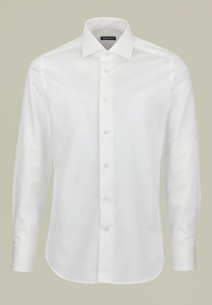 Slim cotton twill shirt French collar