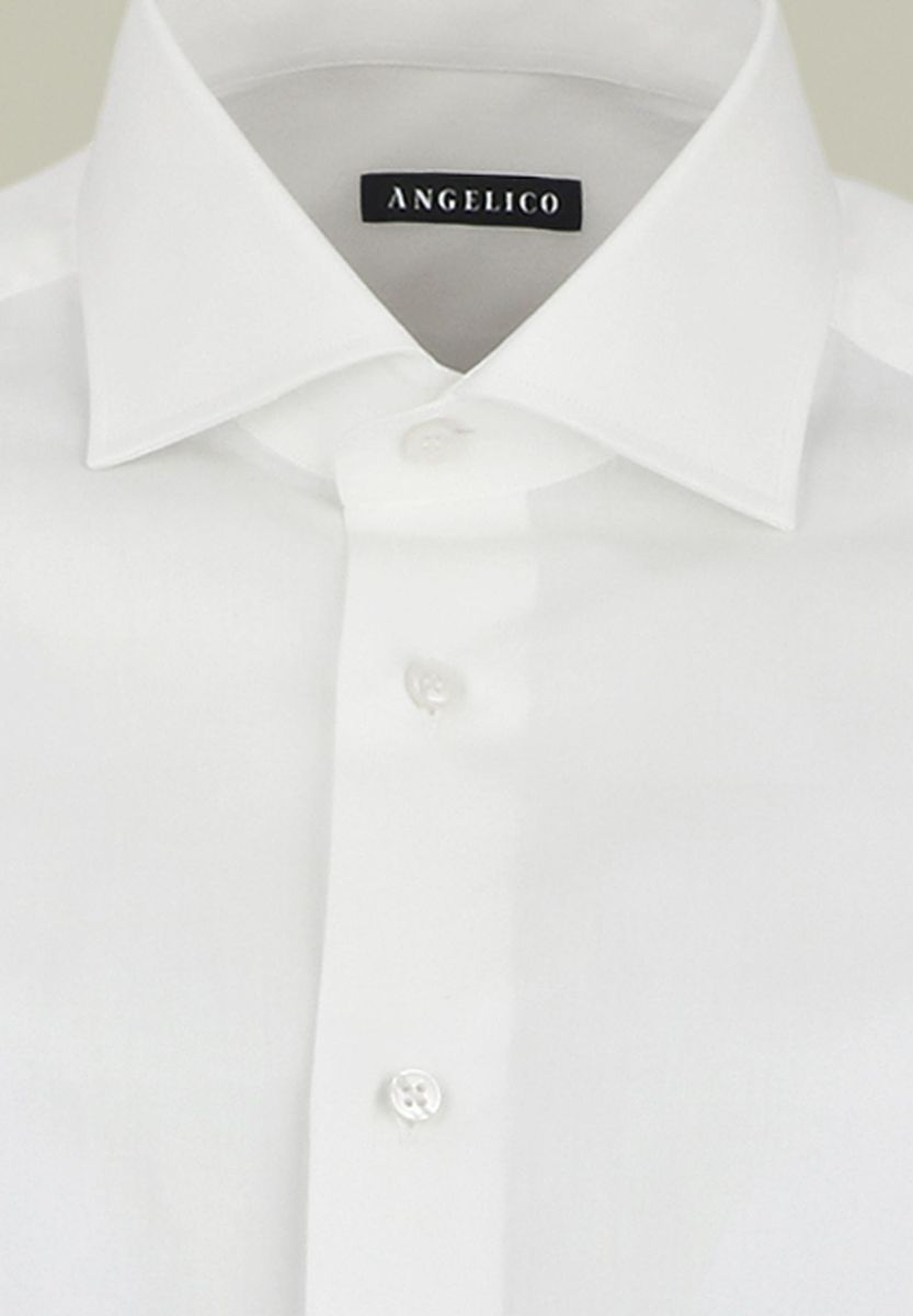 Slim cotton twill shirt French collar