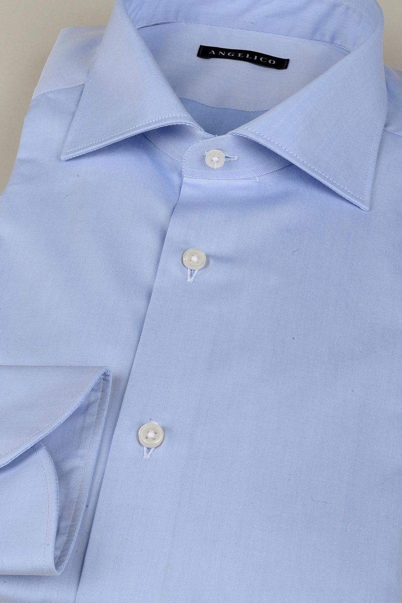 Slim cotton twill shirt French collar