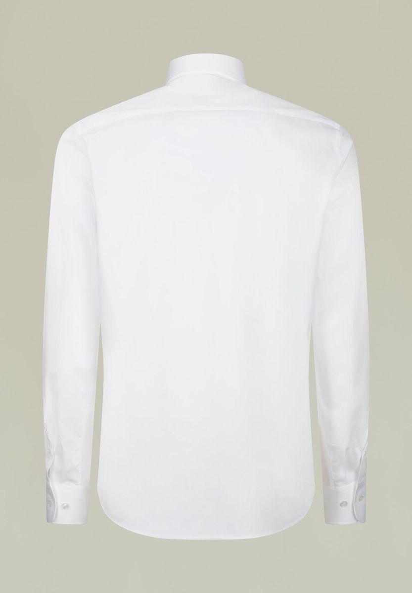 Camicia bianca unita twill Francese regular fit-Angelico