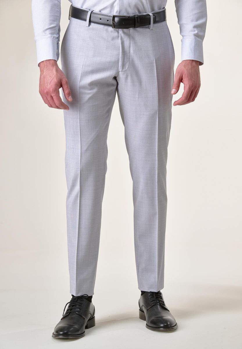 Pantalone grigio chiaro lana stretch custom-Angelico