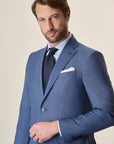 Custom Fit Virgin Wool Mohair-Effect Air Force Blue Suit