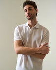 White derby piquet cotton polo shirt