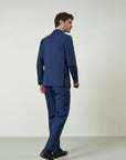 Custom fit blue micro-pattern wool suit