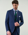 Custom fit blue micro-pattern wool suit