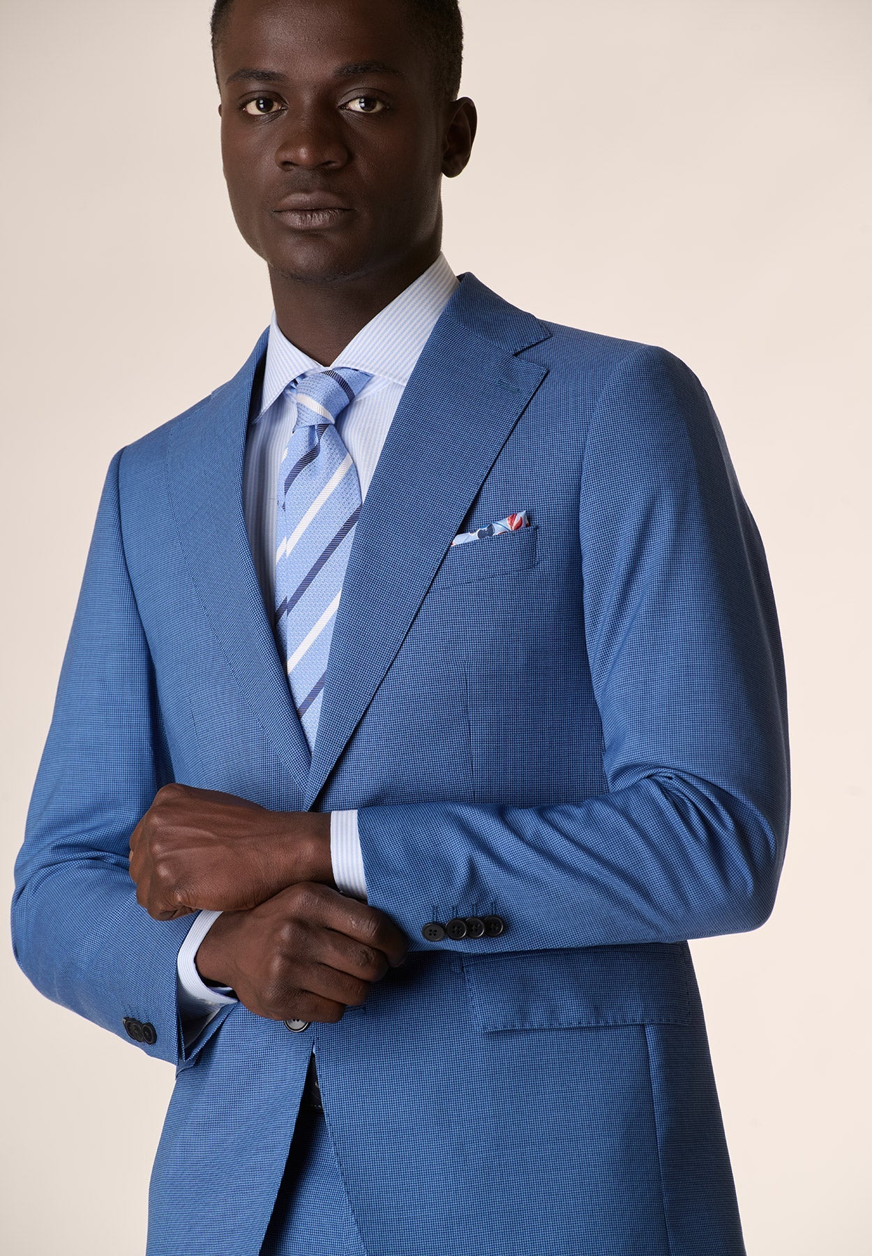 Abito bluette micro pied de poule custom fit-Angelico