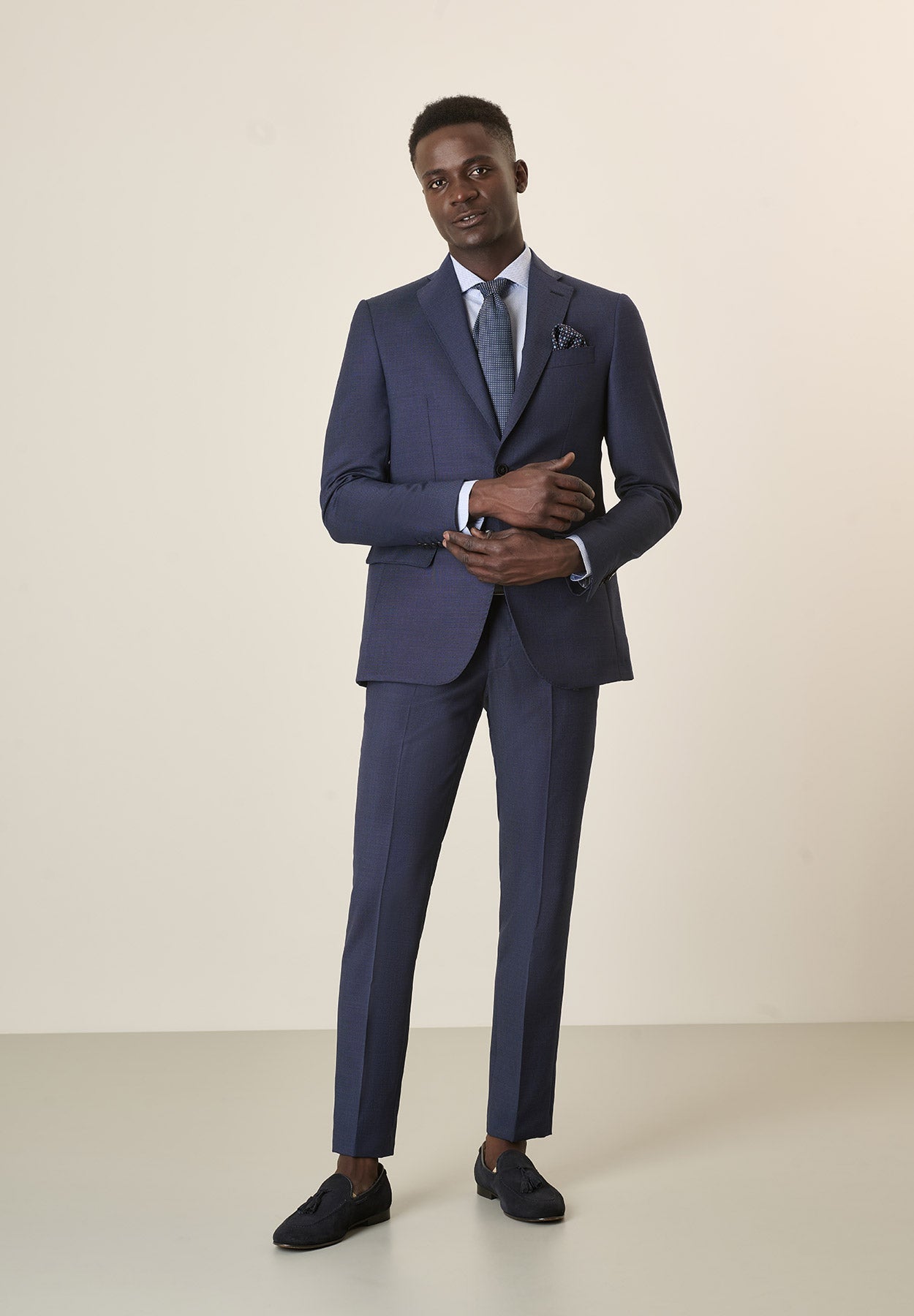 Custom Fit Midnight Blue 100S Virgin Wool Suit