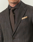 Brown check flannel virgin wool custom fit suit