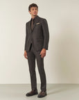 Brown check flannel virgin wool custom fit suit