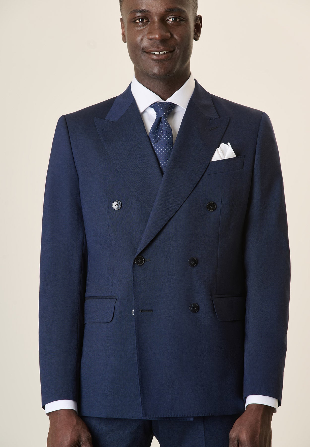 Custom Fit Double-Breasted Blue Virgin Wool Suit