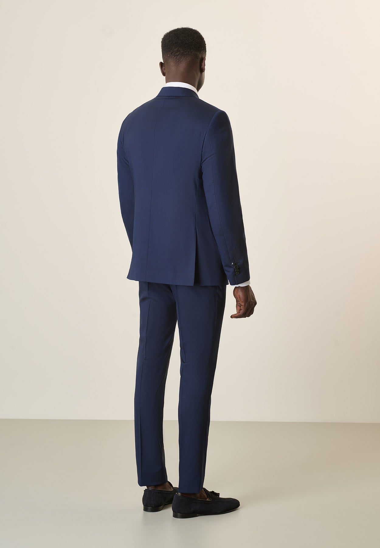 Custom Fit Double-Breasted Blue Virgin Wool Suit