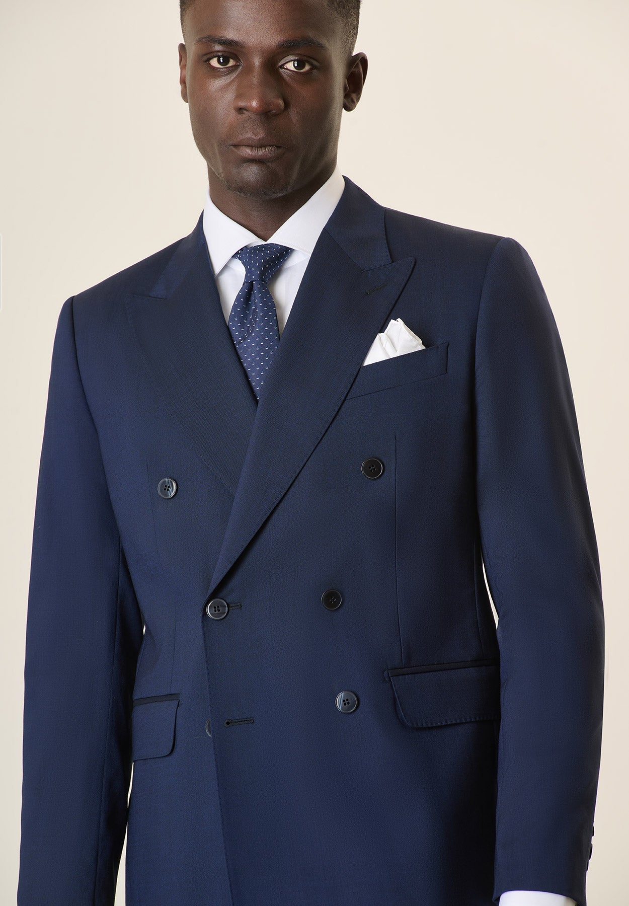 Custom Fit Double-Breasted Blue Virgin Wool Suit