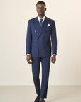 Custom Fit Double-Breasted Blue Virgin Wool Suit