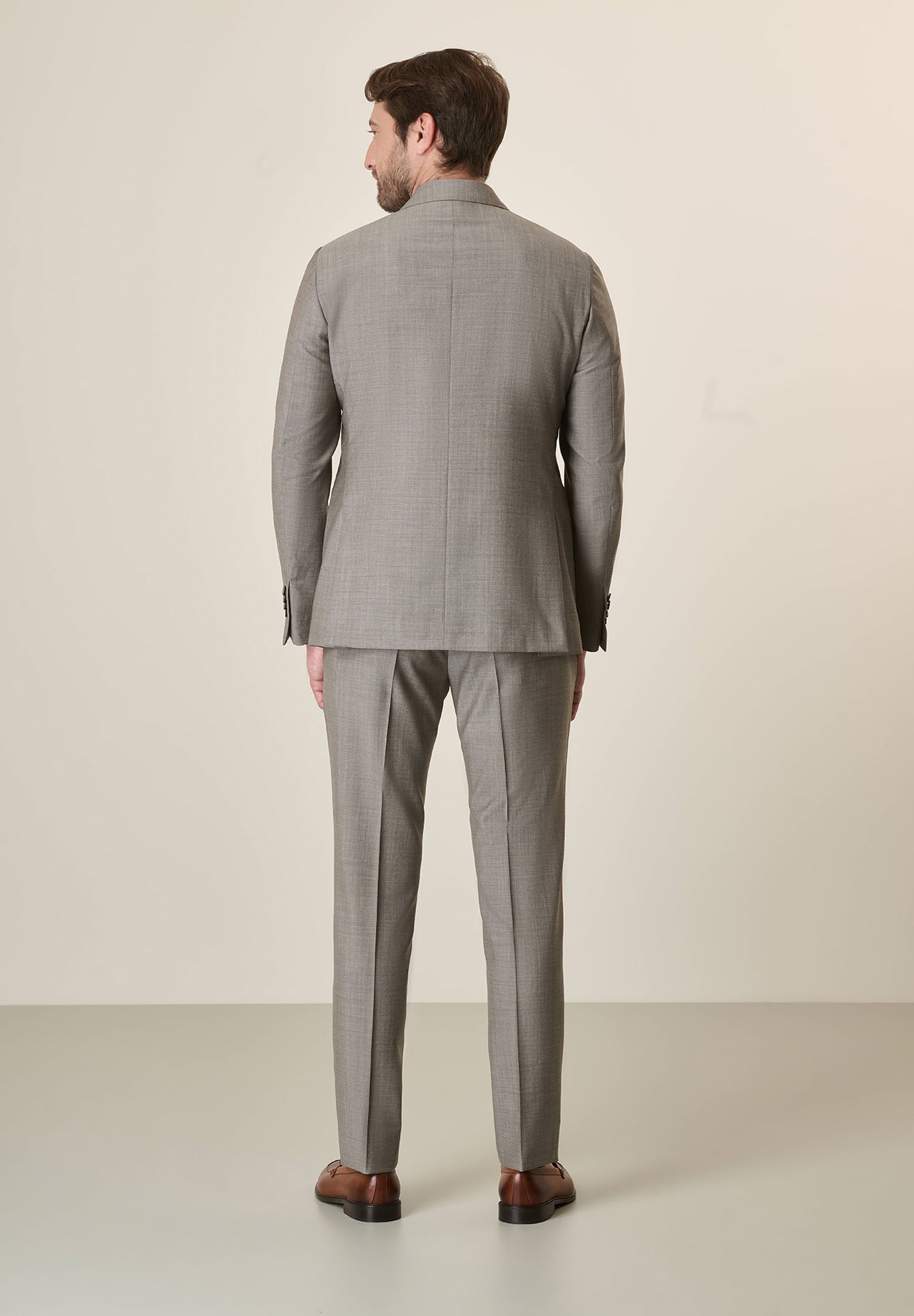 Beige Mohair-Effect Virgin Wool Custom-Fit Suit