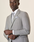 Light Gray Mohair-Effect Virgin Wool Custom-Fit Suit