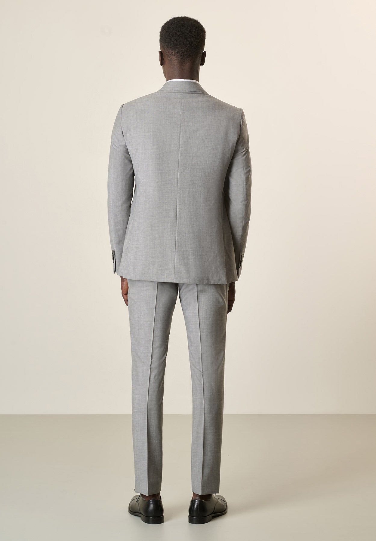 Light Gray Mohair-Effect Virgin Wool Custom-Fit Suit