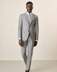 Light Gray Mohair-Effect Virgin Wool Custom-Fit Suit