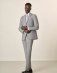 Light Gray Mohair-Effect Virgin Wool Custom-Fit Suit