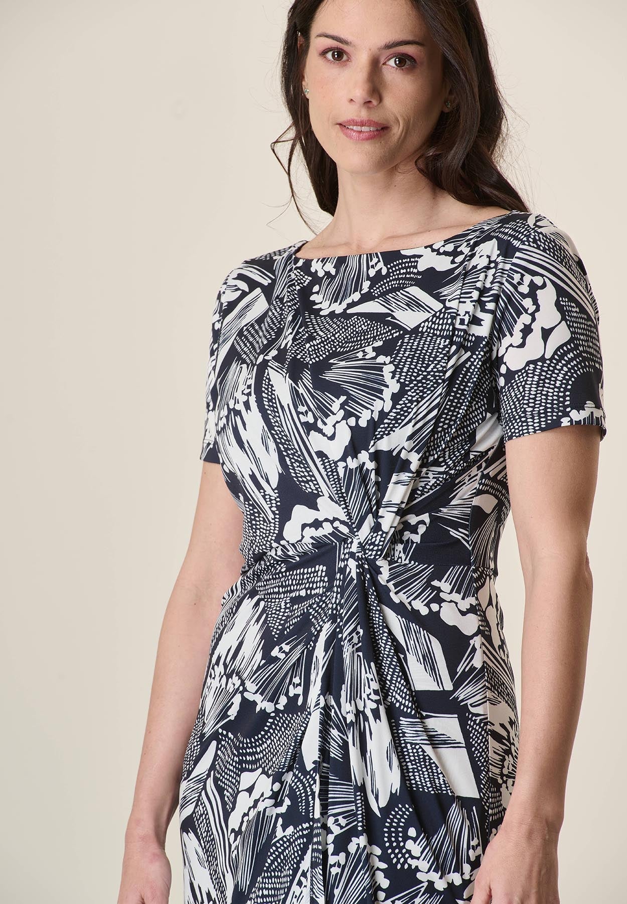 White And Blue Dress With Floral Pattern