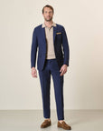 Abito blu gessato marrone lana custom fit-Angelico
