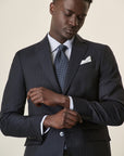 Midnight Blue Pinstriped Virgin Wool Custom Fit Long Suit