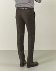 Long custom fit brown grisaille wool suit
