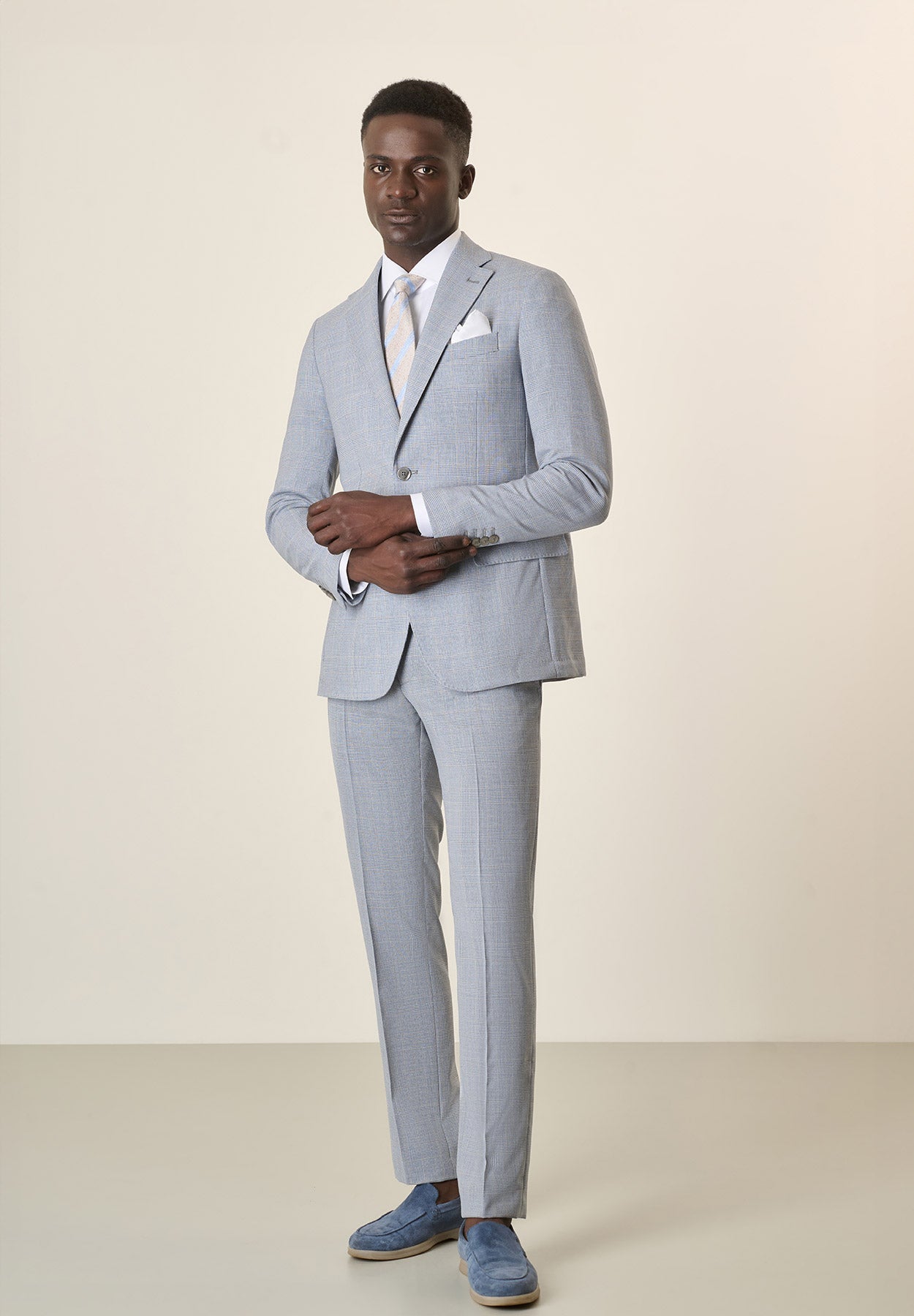 Gorgomoro Custom Fit Unlined Virgin Wool Wales Navy Blue Suit