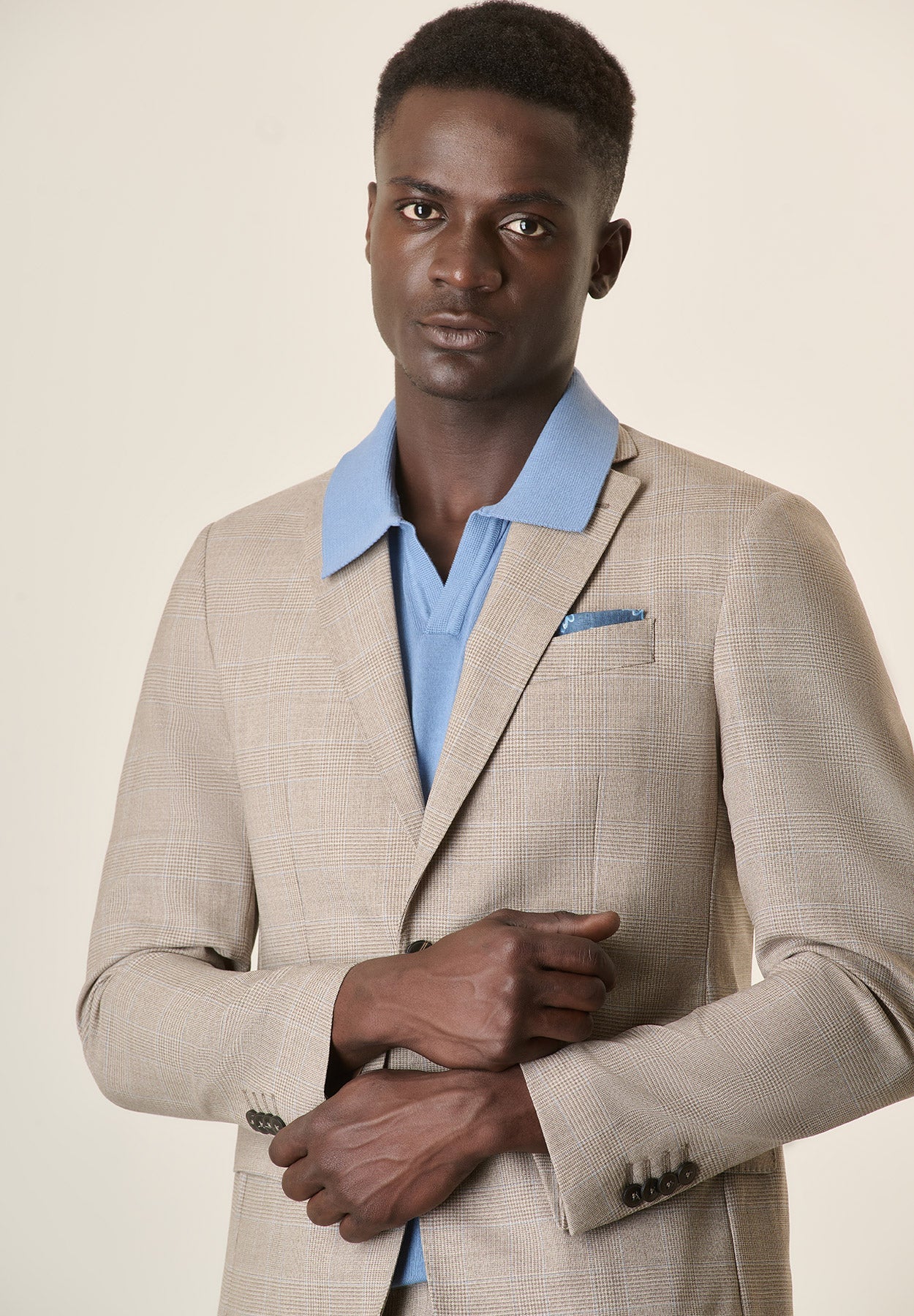 Unlined Beige Welsh Suit In Gorgomoro Virgin Wool, Custom Fit