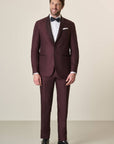 Burgundy Tuxedo With Shawl Collar Smocking Dress, Custom Fit