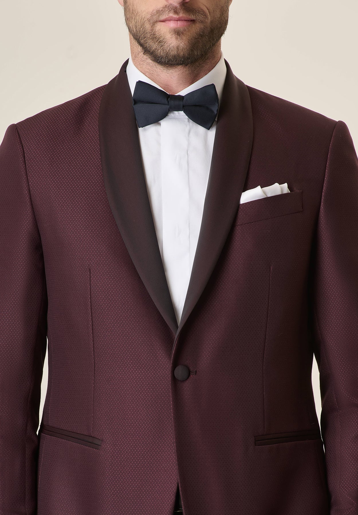 Burgundy Tuxedo With Shawl Collar Smocking Dress, Custom Fit