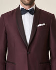 Burgundy Tuxedo With Shawl Collar Smocking Dress, Custom Fit