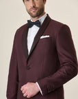 Burgundy Tuxedo With Shawl Collar Smocking Dress, Custom Fit