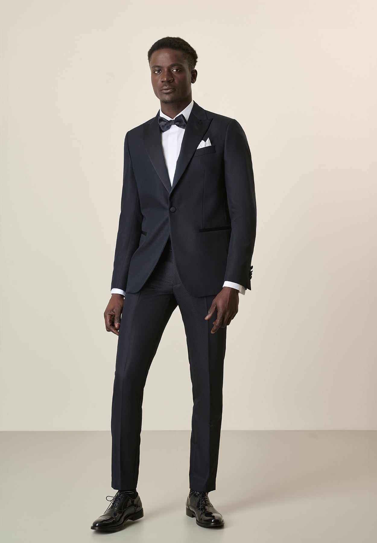 Midnight Blue Tuxedo With A Custom Fit Peak Lapel