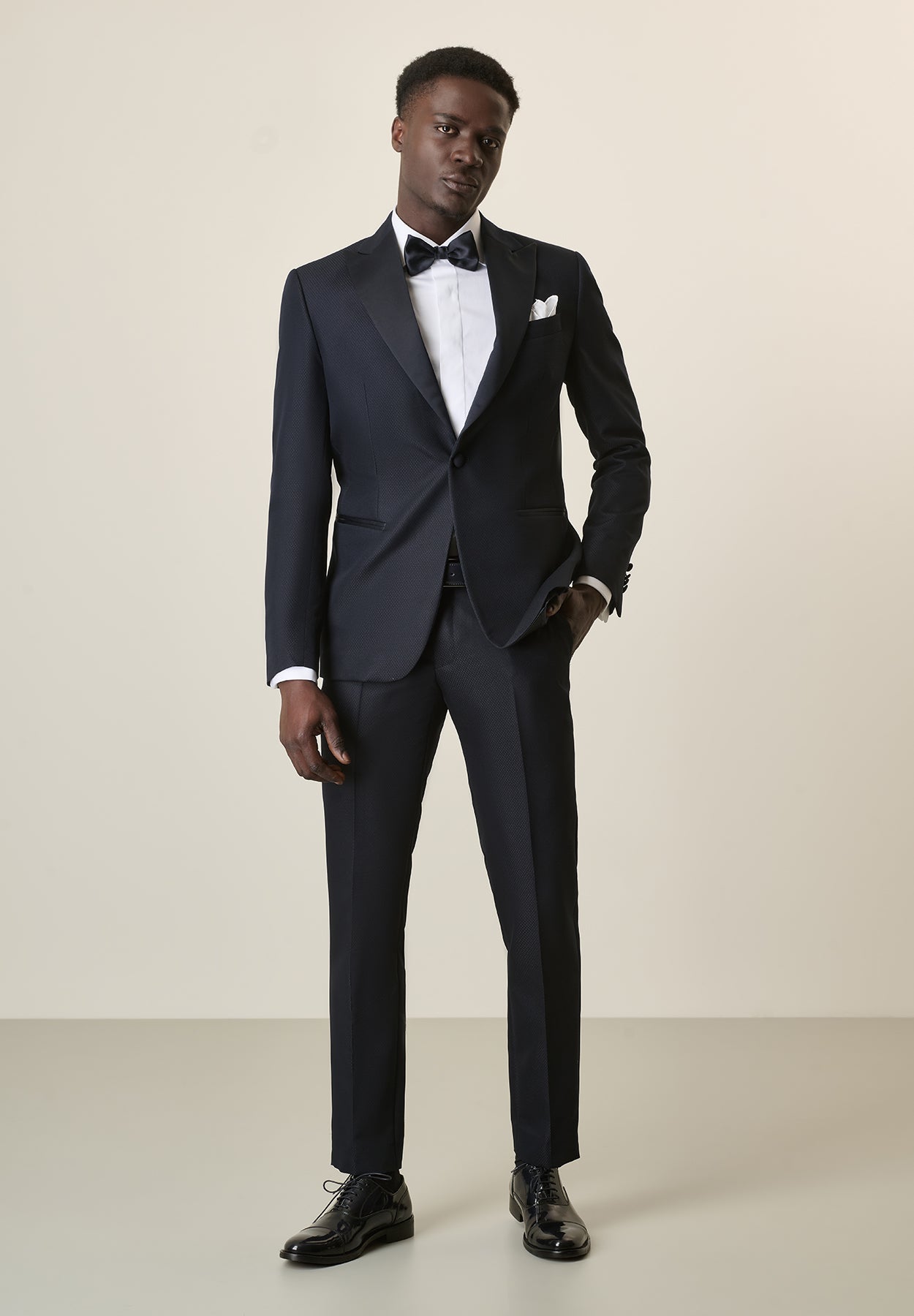 Midnight Blue Tuxedo With A Custom Fit Peak Lapel