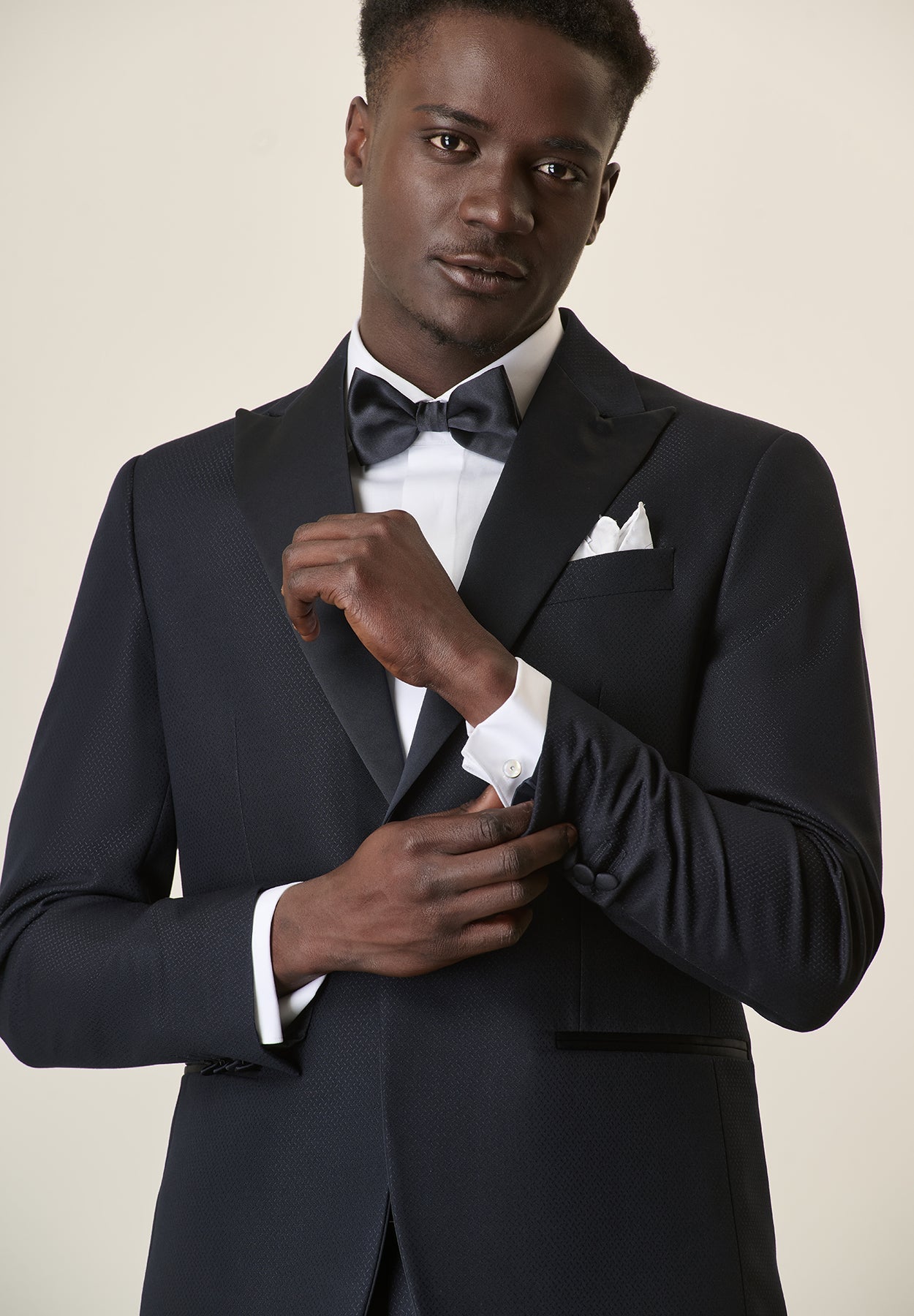 Midnight Blue Tuxedo With A Custom Fit Peak Lapel