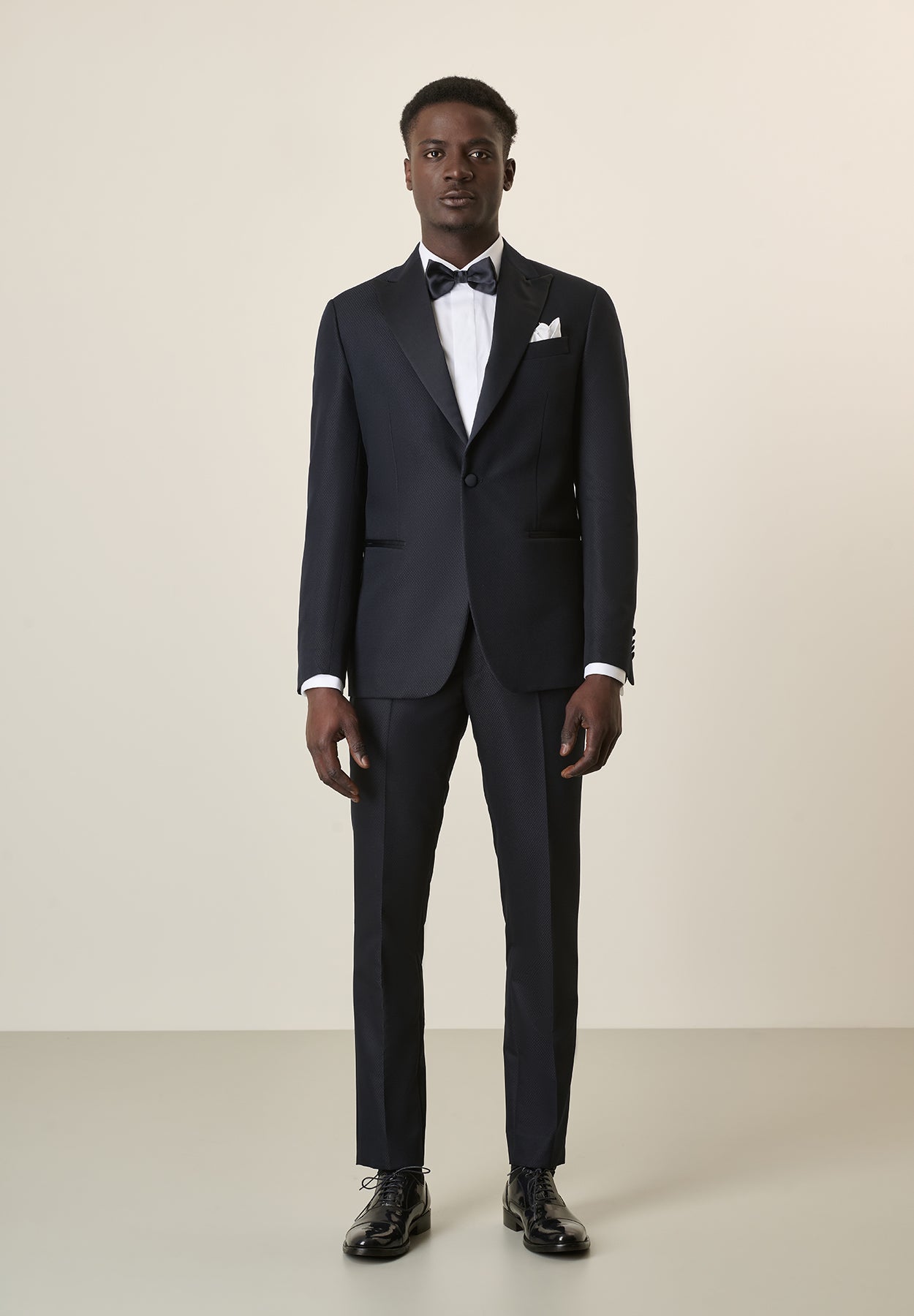 Midnight Blue Tuxedo With A Custom Fit Peak Lapel