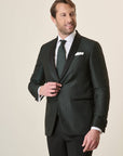 Black Tuxedo With Shawl Collar And Green Armor, Custom Fit