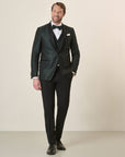 Black Tuxedo With Shawl Collar And Green Armor, Custom Fit