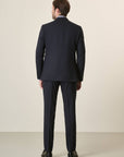 Midnight Blue Suit In Stretch Virgin Wool Canvas, Custom Fit