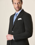 Black Suit In Stretch Virgin Wool Canvas, Custom Fit
