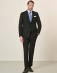 Black Suit In Stretch Virgin Wool Canvas, Custom Fit