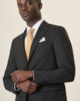 Long Custom Fit Stretch Virgin Wool Canvas Anthracite Suit