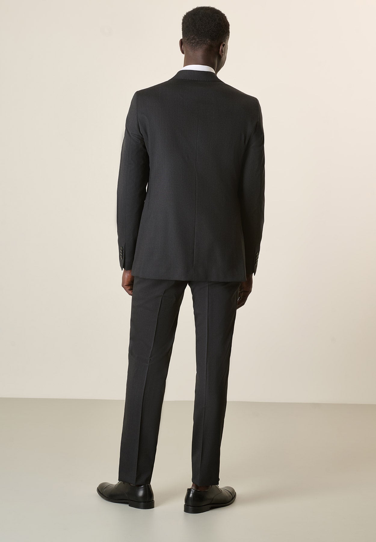 Long Custom Fit Stretch Virgin Wool Canvas Anthracite Suit