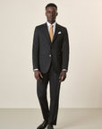 Long Custom Fit Stretch Virgin Wool Canvas Anthracite Suit