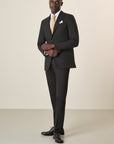Long Custom Fit Stretch Virgin Wool Canvas Anthracite Suit